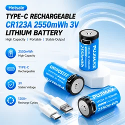 Batería recargable Li-ion Tipo-C CR123A portátil de alta capacidad
