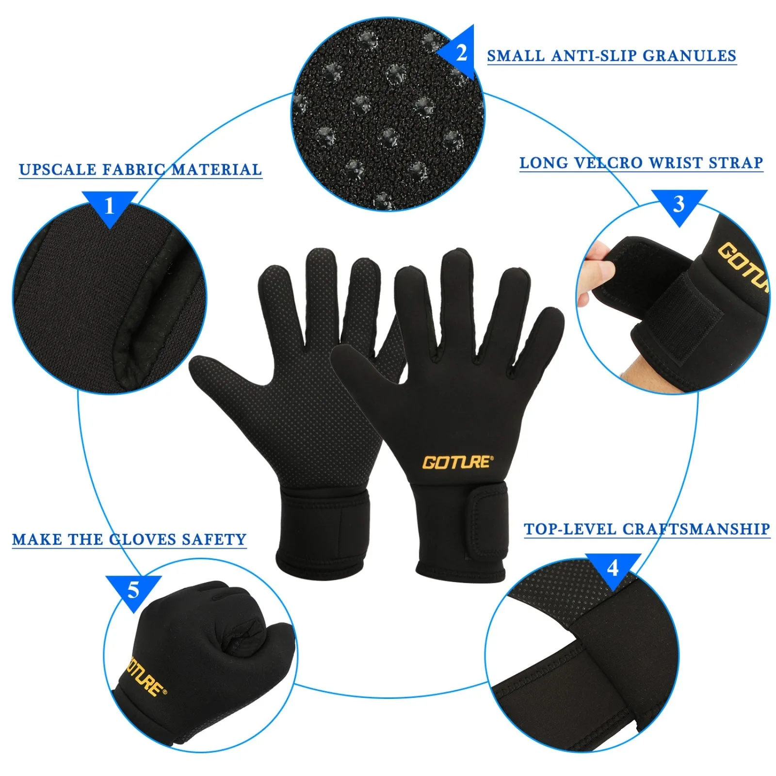 Goture Guantes de Pesca Neopreno Impermeables Antideslizantes