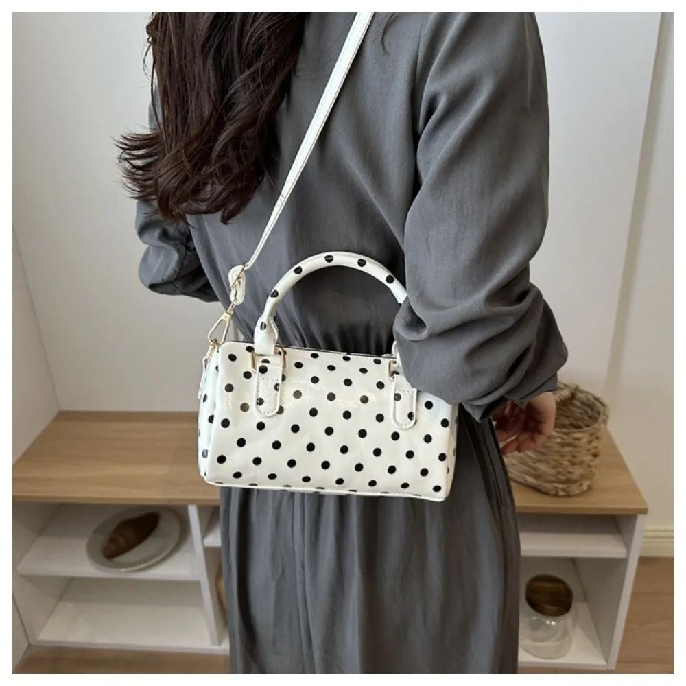 Bolso bandolera vintage con cremallera y lunares estilo coreano - imagen 3