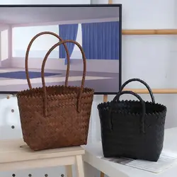 Bolsa shopper de tejido trenzado con gran capacidad y bandolera
