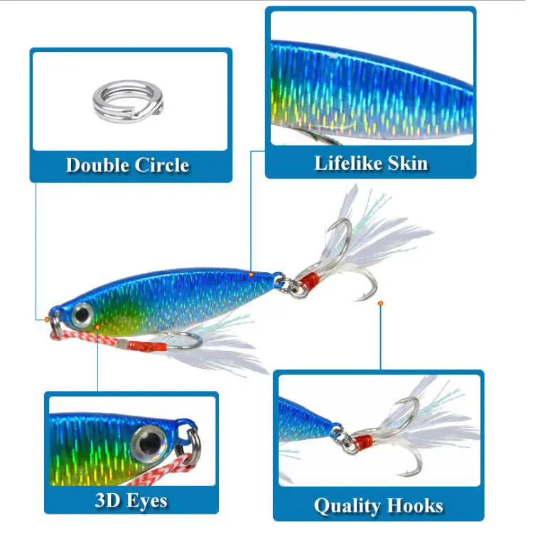 WEIHE Jigging señuelo hundimiento con ojos 3D de metal para lubina - imagen 3