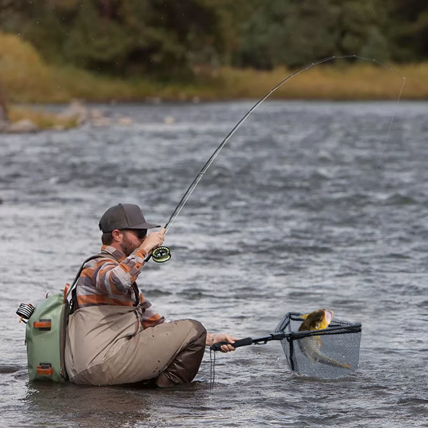 Sougayilang Red de pesca plegable retráctil para lubina carpa y trucha - imagen 5