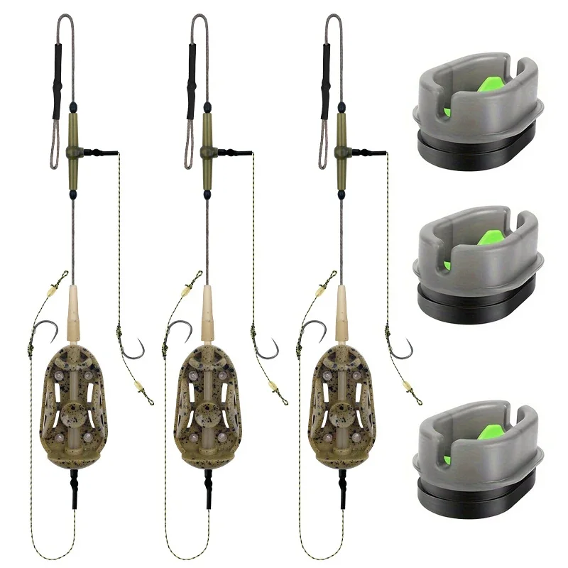 Montura pre-aturada para pesca feeder con anzuelos dobles