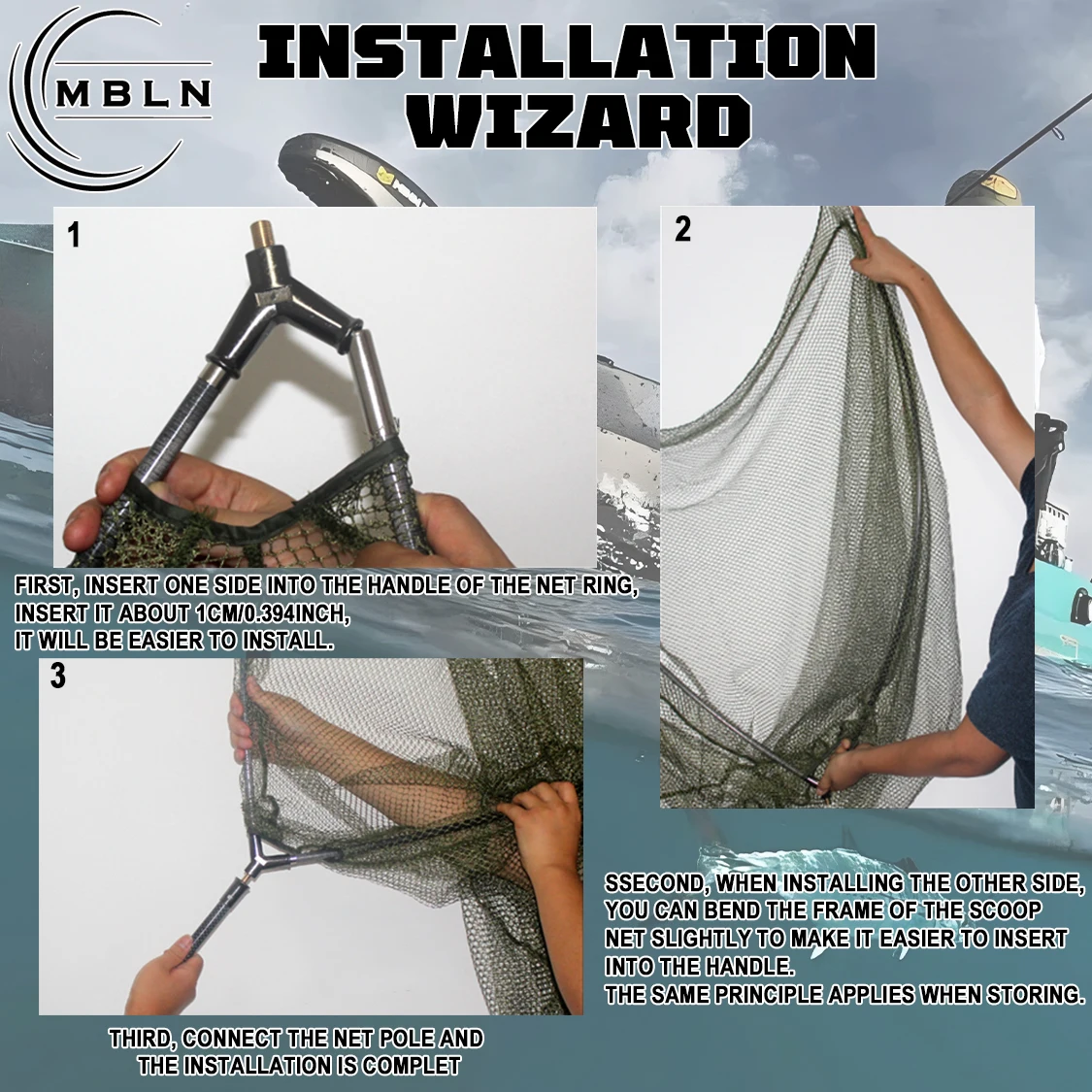 Red de pesca telescópica para carpas con cabezal plegable - imagen 5