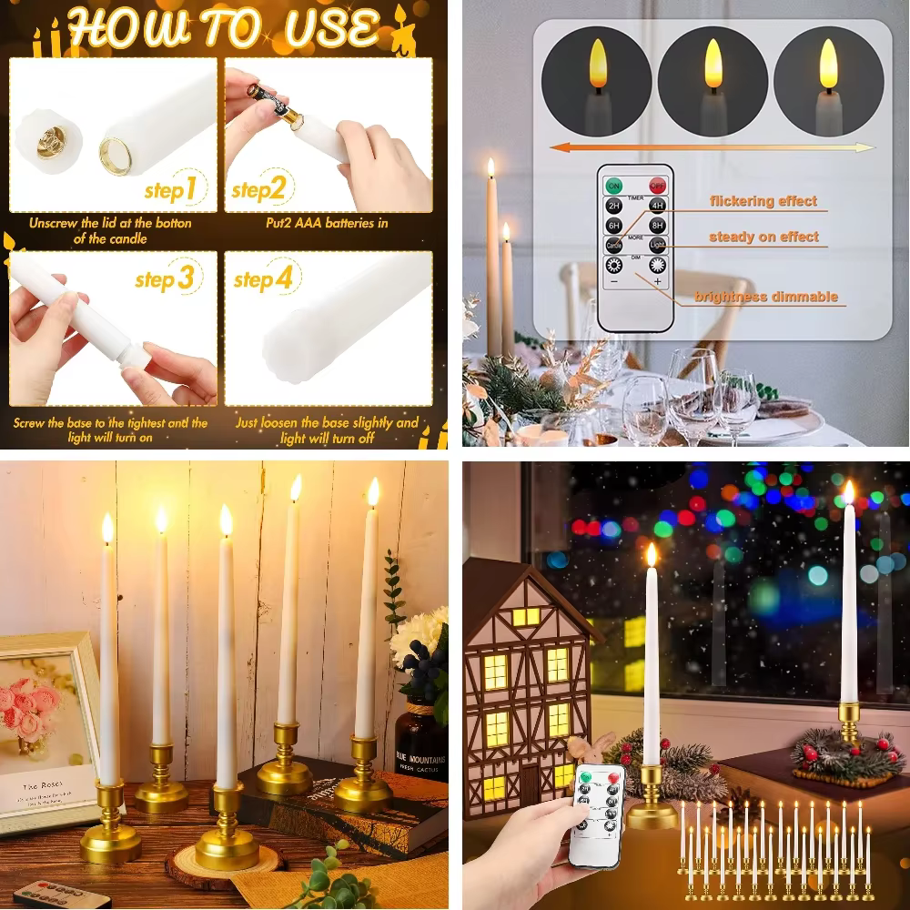 Vela LED electrónica con control remoto – Efecto parpadeante marfil - imagen 2