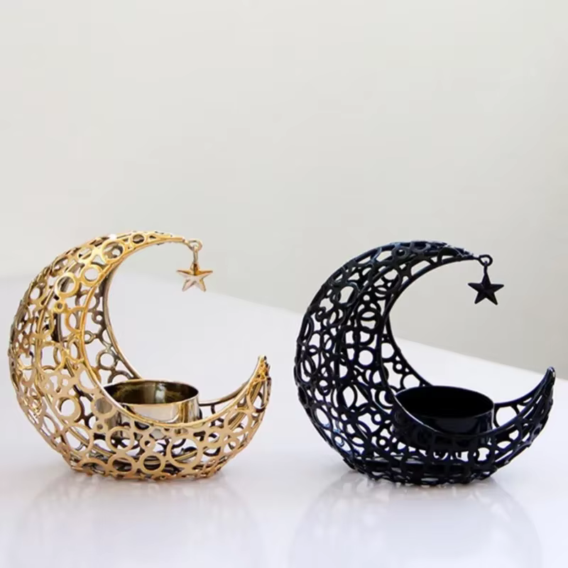 Candelabro Forma Luna en Metal – Decoración Ramadán - imagen 2