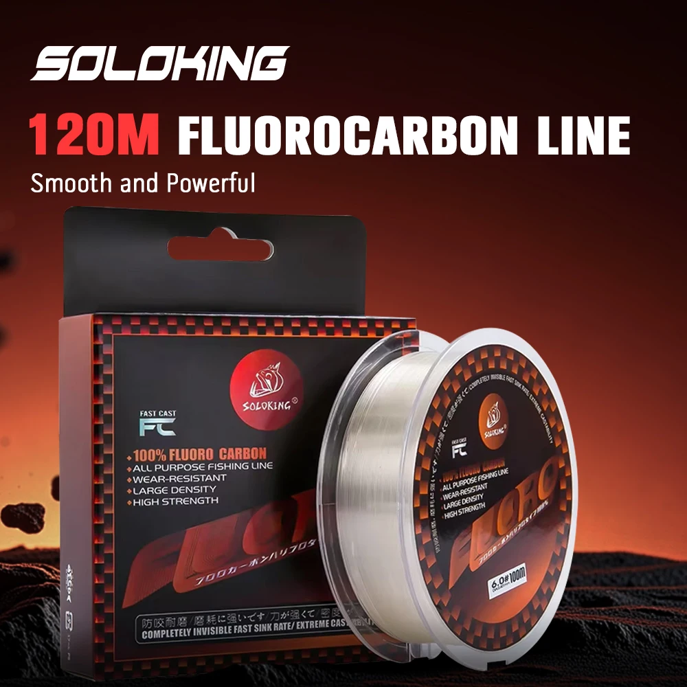 Carrete de sedal SOLOKING de 120M con revestimiento fluorocarbono