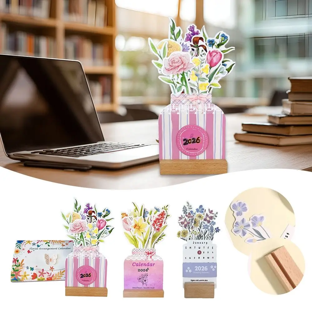 Calendario de escritorio floral con base desmontable forma florero - imagen 2