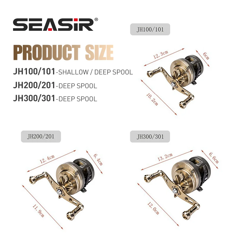 SEASIR JH Carrete Baitcasting para agua salada, tambor profundo - imagen 3