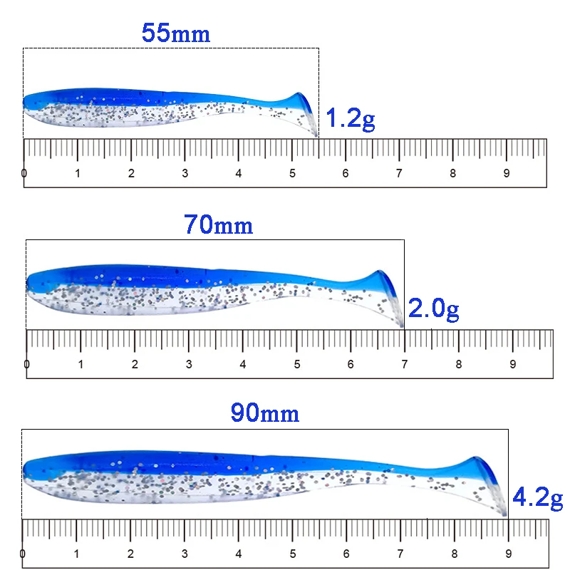 Señuelos de vinilo con cabeza jig head y spinner – Talla 55-90mm - imagen 5