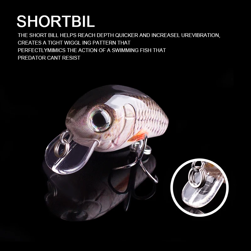 Señuelos Crankbait Hanlin – Mini Wobbler hundimiento lento para lubina - imagen 3