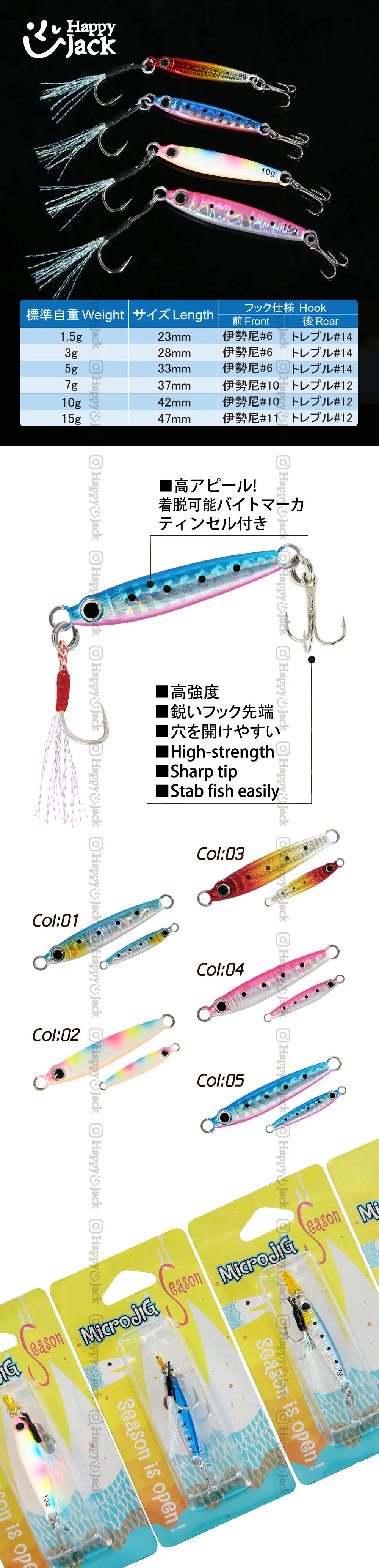 HappyJack Micro Metal Jig - Señuelos de pesca metálicos para jigging