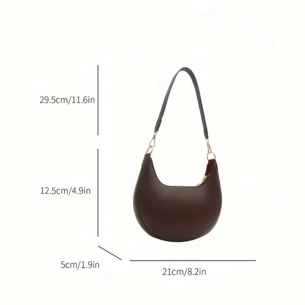 Nuevo bolso de hombro de cuero PU para mujer en color sólido