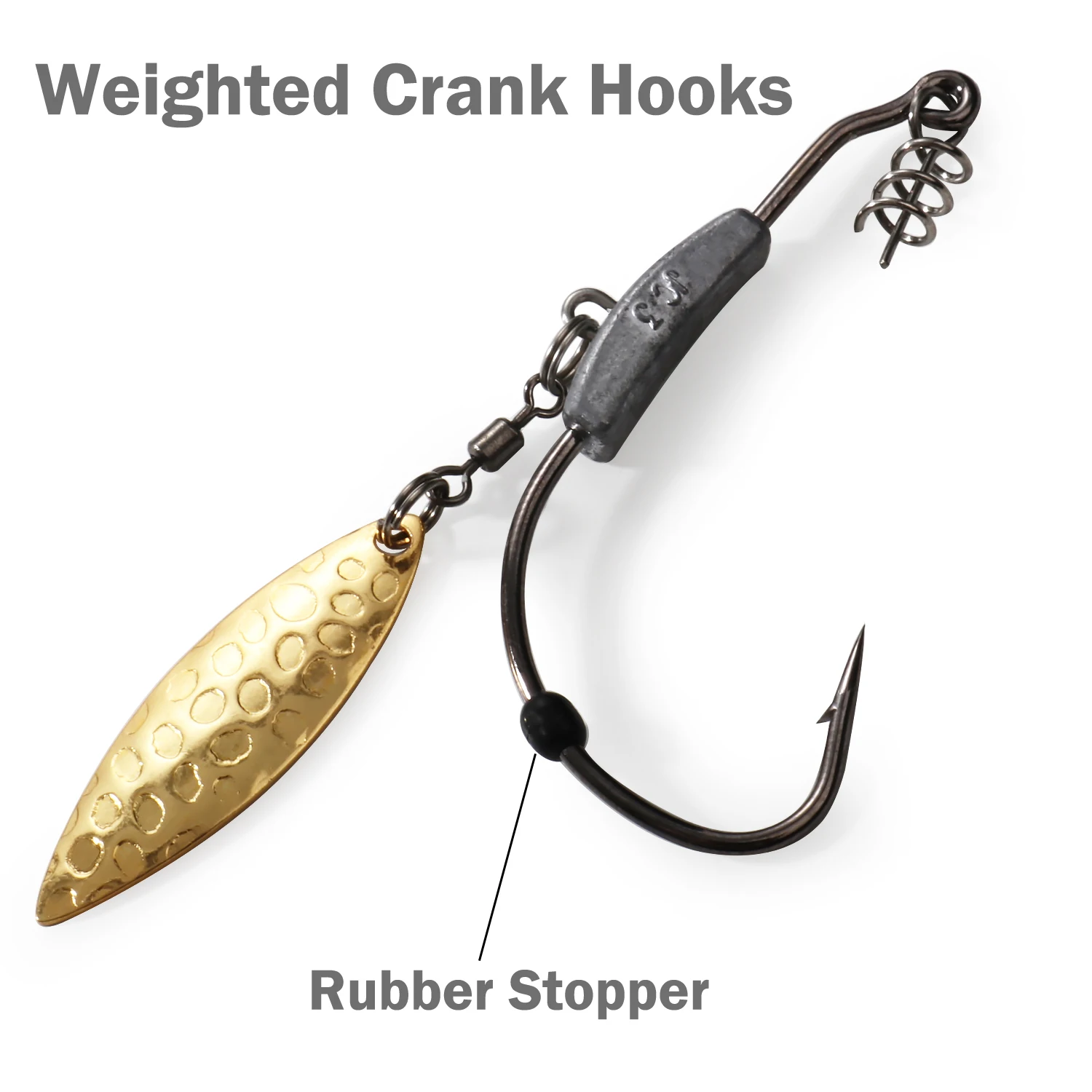Anzuelos Jig Offset con cuchilla giratoria metálica para vinilo