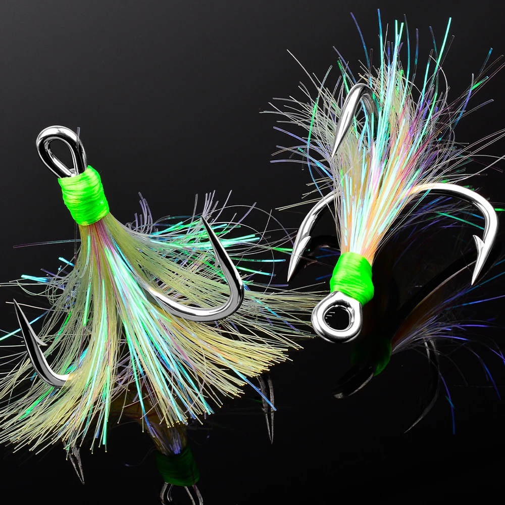 Anzuelos triples con plumas de acero alto carbono PROBEROS – pesca