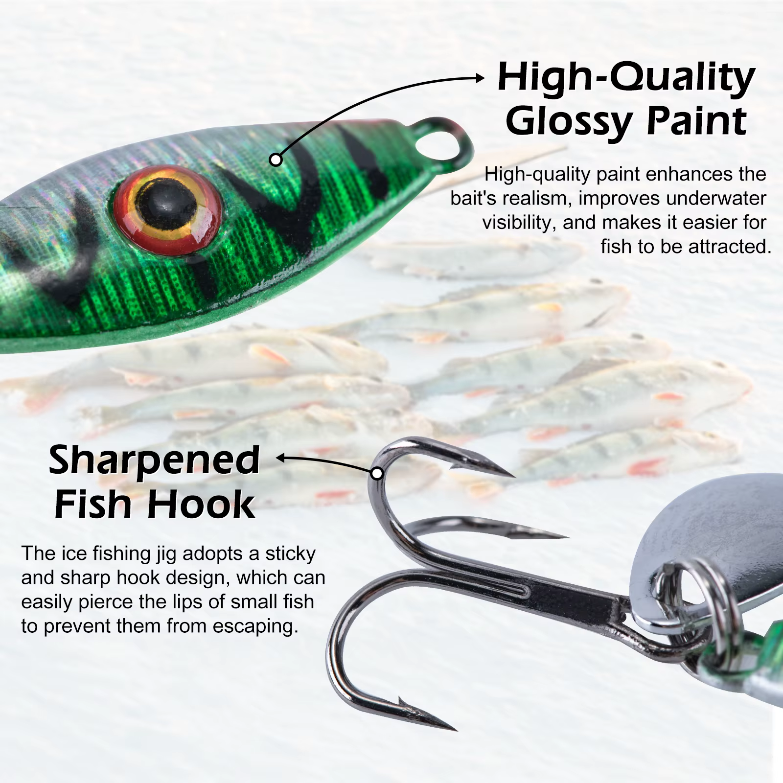 Goture Kit de Señuelos para Pesca en Hielo – Cucharillas Luminosas - imagen 2