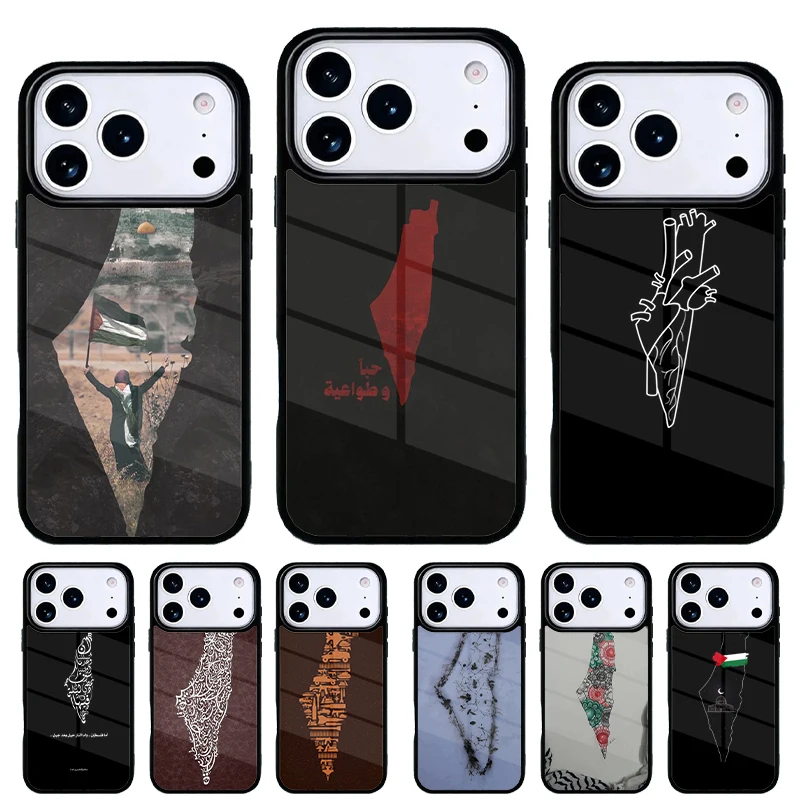 Funda iPhone con mapa palestino y caligrafía árabe