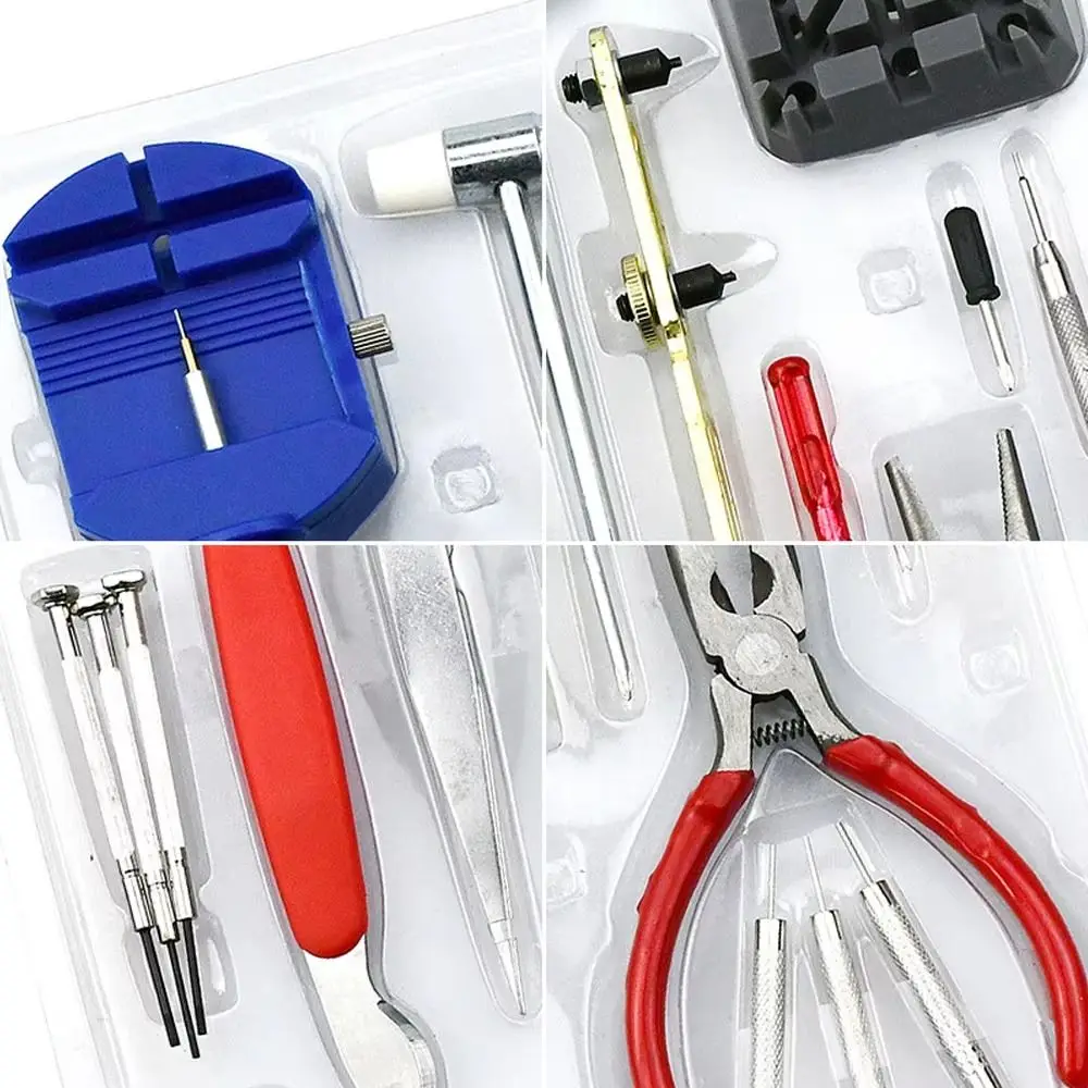 Detalle de herramientas del kit de reparación de relojes