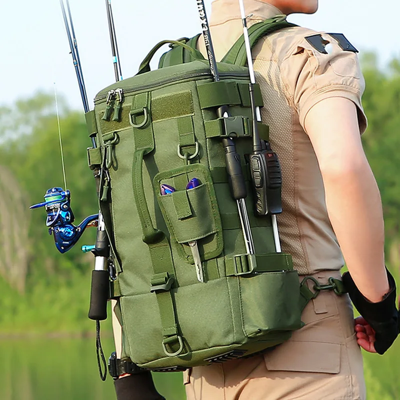 Mochila de Pesca Táctica Molle con Soportes para Caña y Almacenamiento - imagen 4