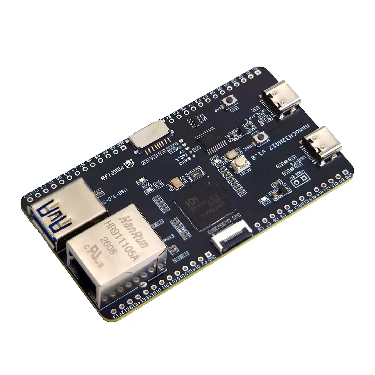 Placa RISC-V Muselab NanoCH32H417 Dual USB-C y Ethernet 100Mbps