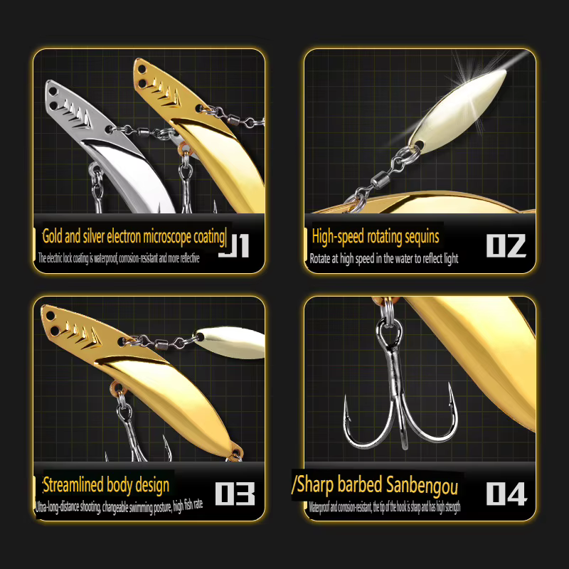 Jigs Lentejuelas de Peso Tiro Largo – Acabado Hierro con Trailer - imagen 3
