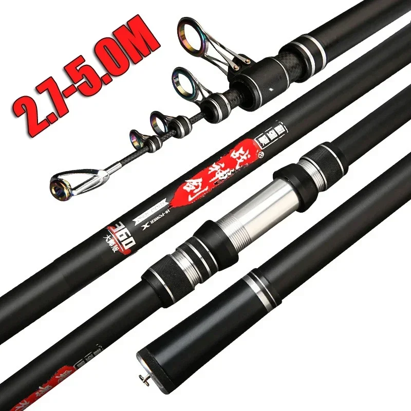 Caña telescópica surfcasting de carbono baitcasting para distancia