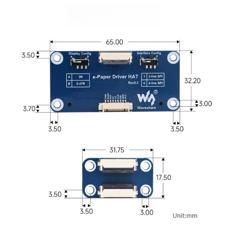 Waveshare placa E Ink SPI HAT para Raspberry Pi 4 y Zero W