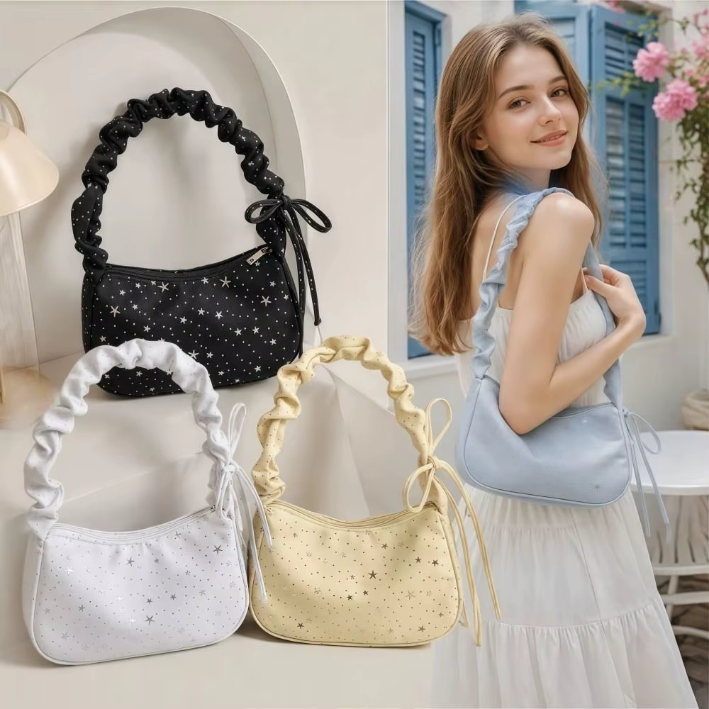 Bolso bandolera redondo plisado estampado estrellas gran capacidad - imagen 4
