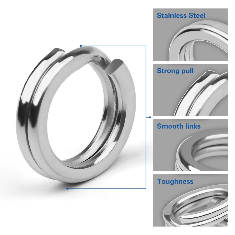 Anillo dividido ovalado de acero inoxidable para anzuelos de carpa