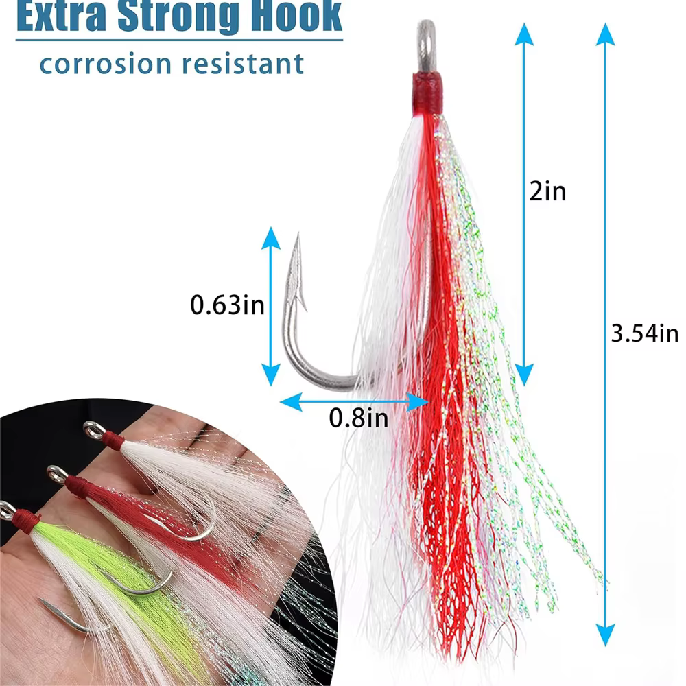 Anzuelo Jig Head Bucktail Flashabou para Lubina y Salmón - imagen 5