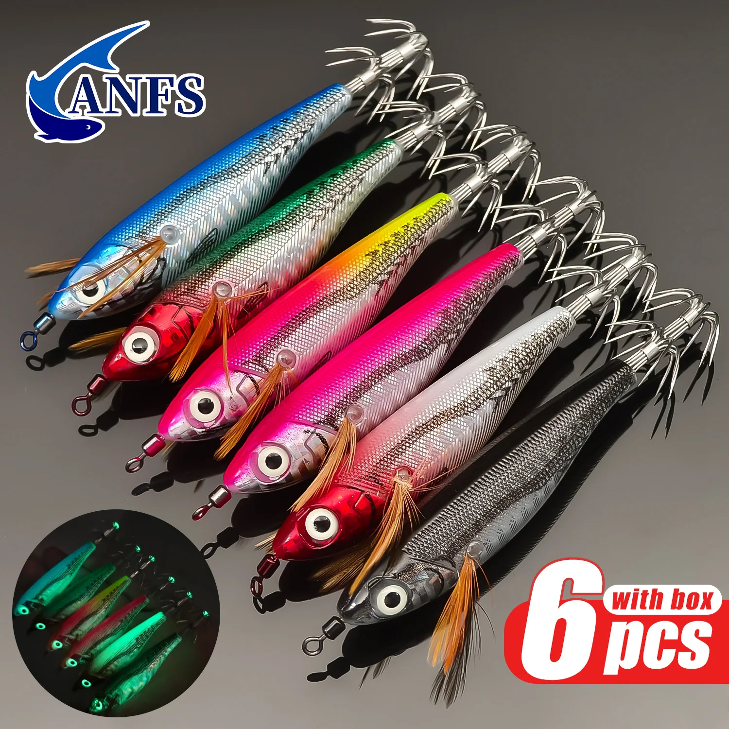Señuelos de calamar ANFS con anzuelos para pesca marina - imagen 2