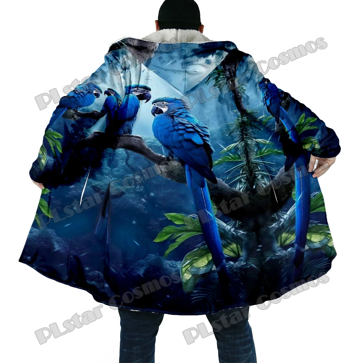 Capa Unisex con Capucha de Lana Gruesa – Estampado 3D Loro - imagen 5