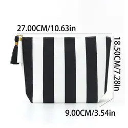 Bolsa de Maquillaje Pana a Rayas – Gran Capacidad para Viajes