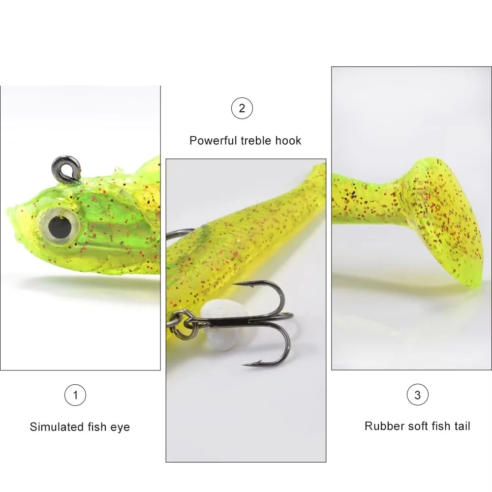 Señuelo lucio NGB vinilo jig head con anzuelo triple y ojos 3D