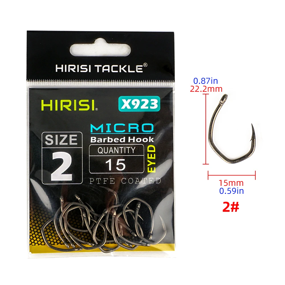 Anzuelos carpa PTFE micropúas Hirisi con ojo, acero carbono alto - imagen 5