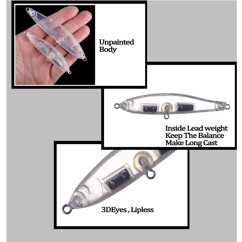 Chan'sHuang Pencil Bait – Senuelo artificial artesanal en blanco - imagen 4