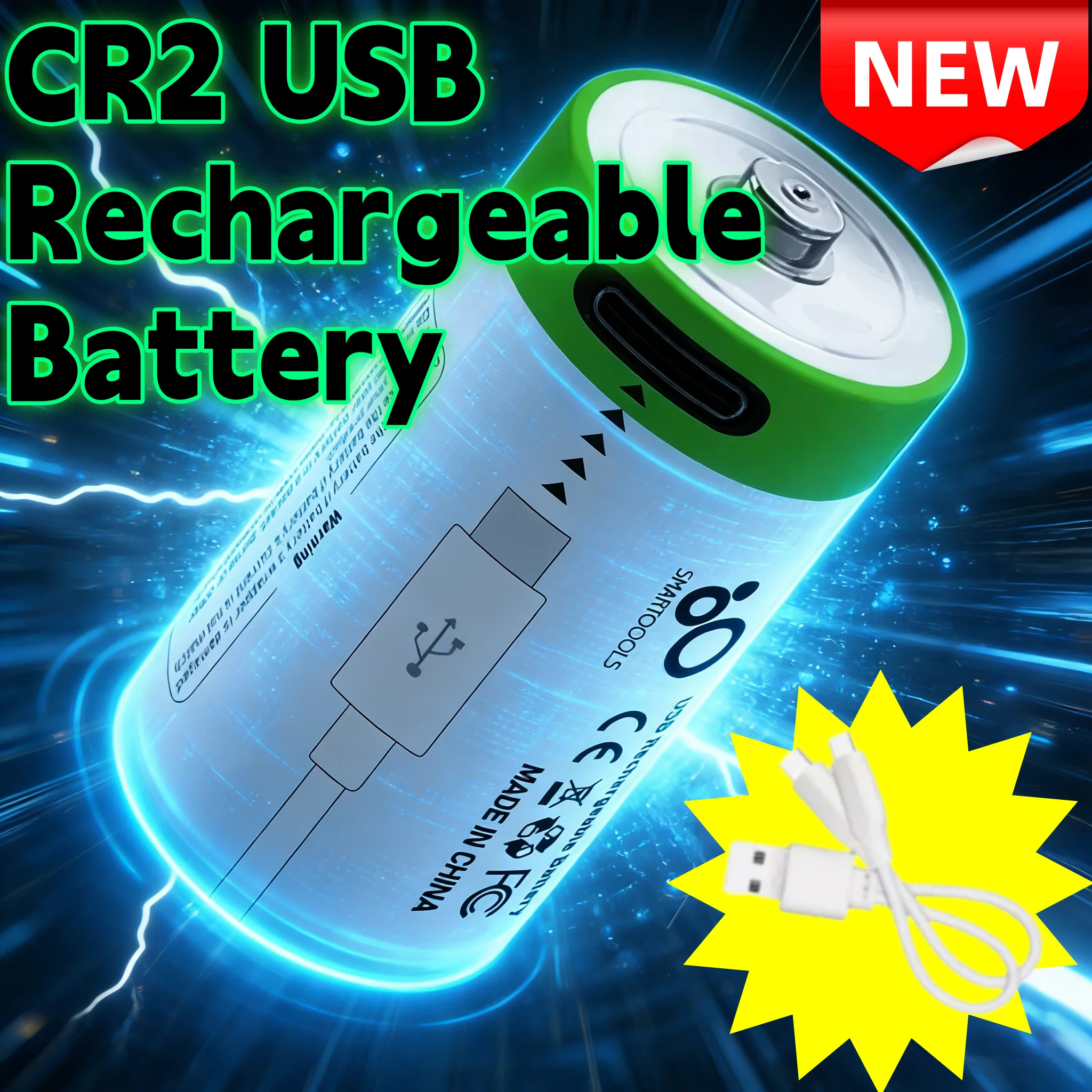 Vista frontal de la batería con puerto USB‑C