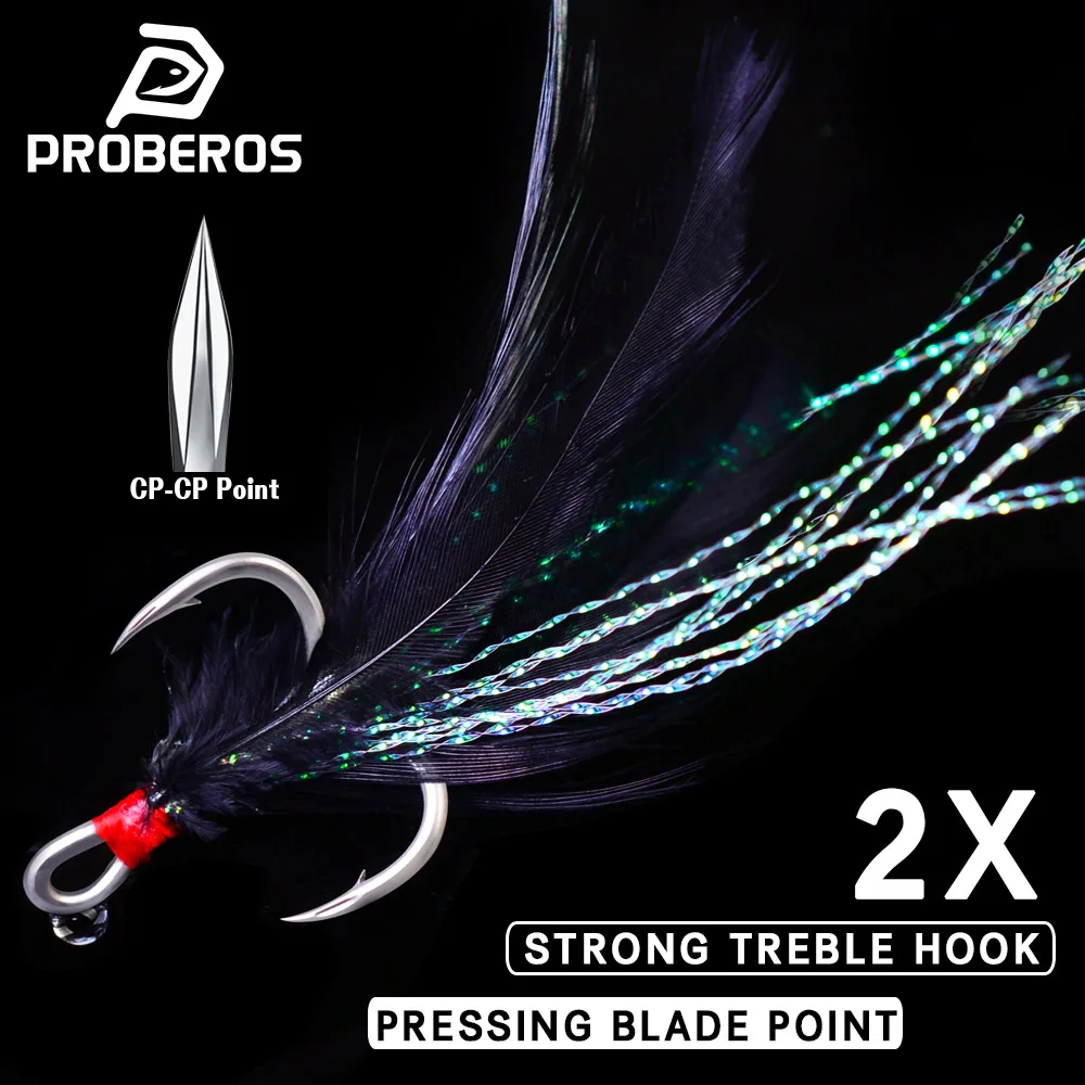PROBEROS Anzuelo triple con plumas de alta resistencia para pesca - imagen 4