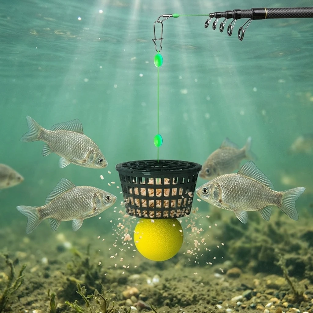 Alimentador largo alcance de cebo flotante de plástico – Carpa