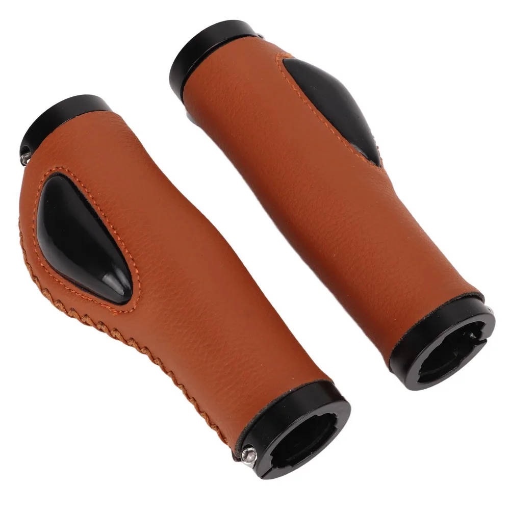 Empuñaduras de cuero para bicicleta con doble bloqueo ergonómico - imagen 2
