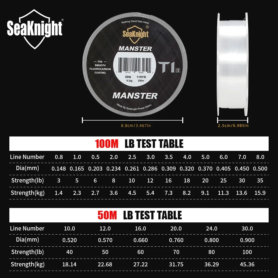 SeaKnight Manster T1-II líder de fluorocarbono para bass y mosca - imagen 3