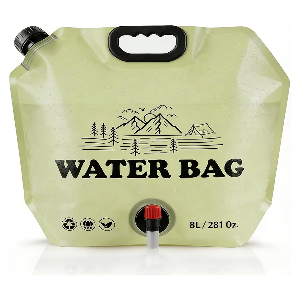 Bolsa de agua plegable con boquilla para camping y senderismo