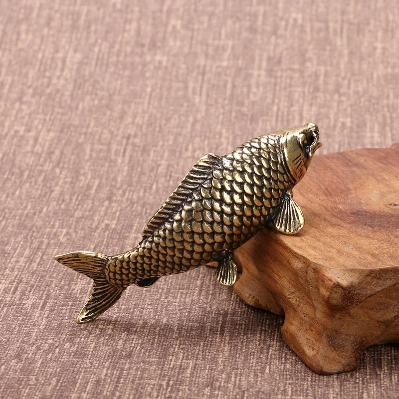 Figura Pez Carpa Latón Macizo – Decoración Escritorio Colección Pesca - imagen 2
