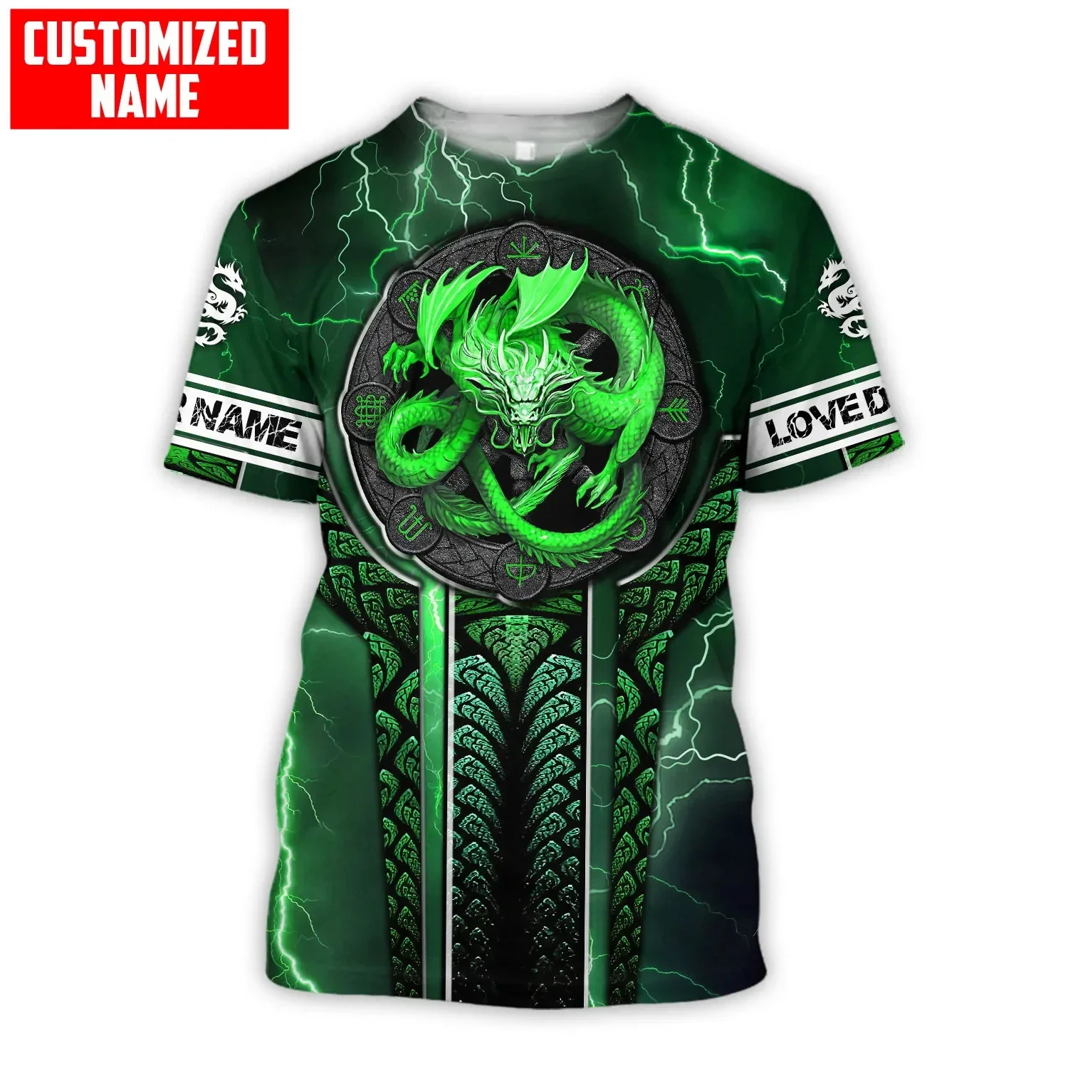 Camiseta de Pesca Personalizada con Nombre – Dragones Azules 3D - imagen 3