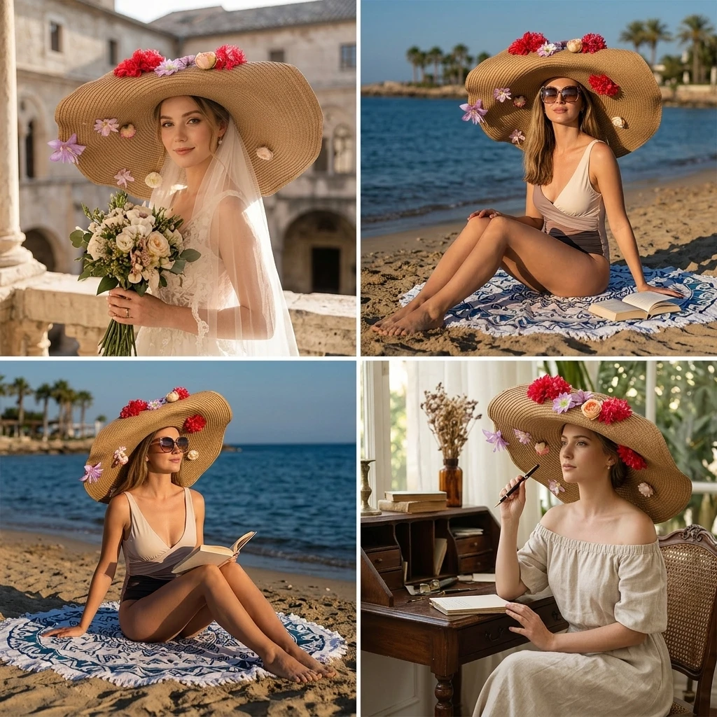 Sombrero de pesca vintage ala ancha con protección UV para mujer - imagen 4