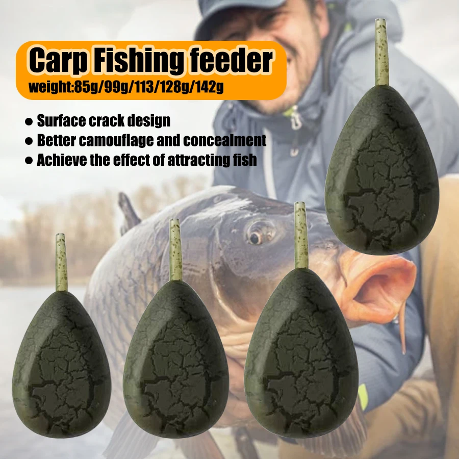 Set de 3 pesas de plomo YOTO con superficie agrietada para pesca de carpa