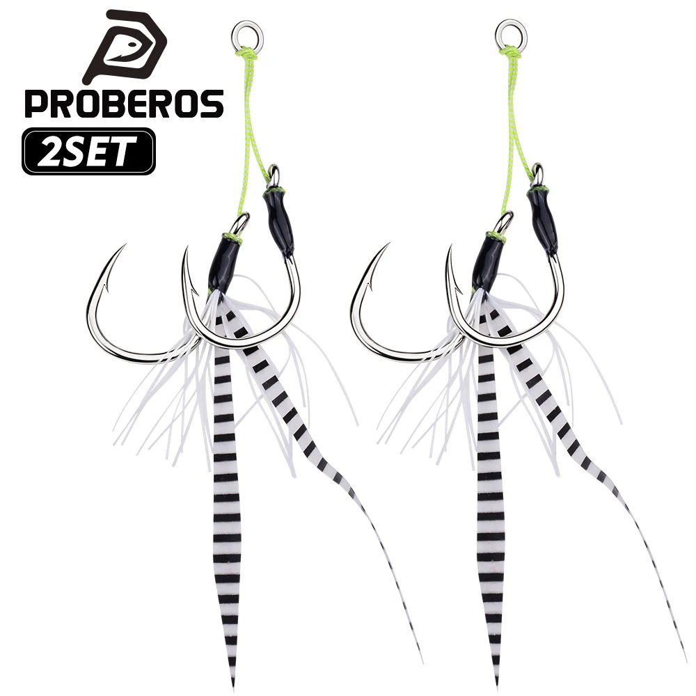 PROBEROS Anzuelos dobles para slow jigging con falda de silicona - imagen 4