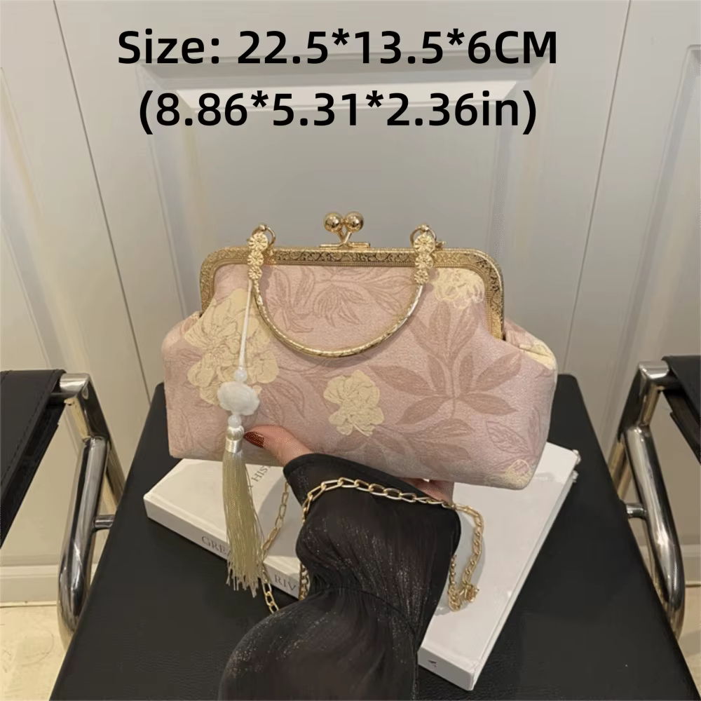 Bolso de hombro bordado retro cuadrado para mujer – Estilo chino en poliéster - imagen 5