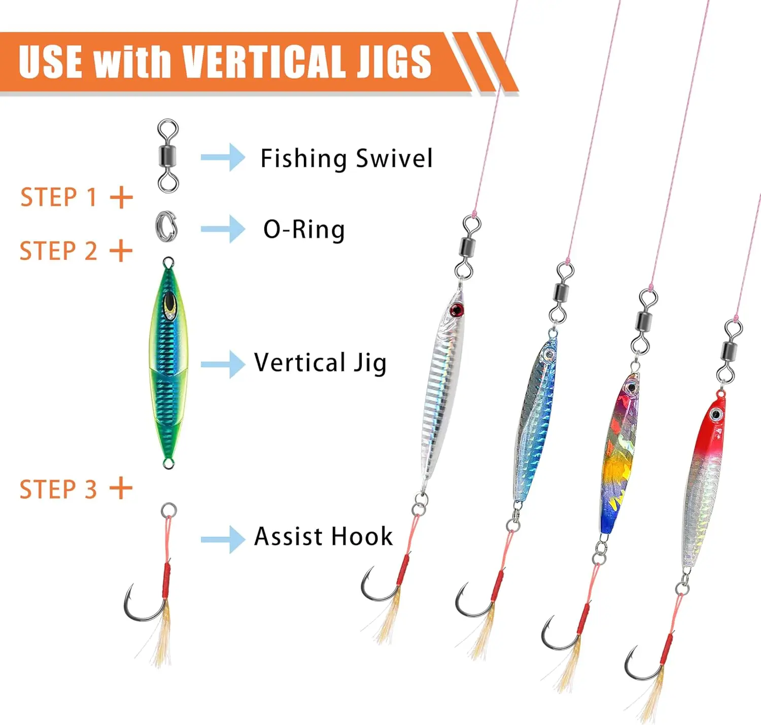 Anzuelos asistencia jigging vertical lenta pesca señuelos marina - imagen 4