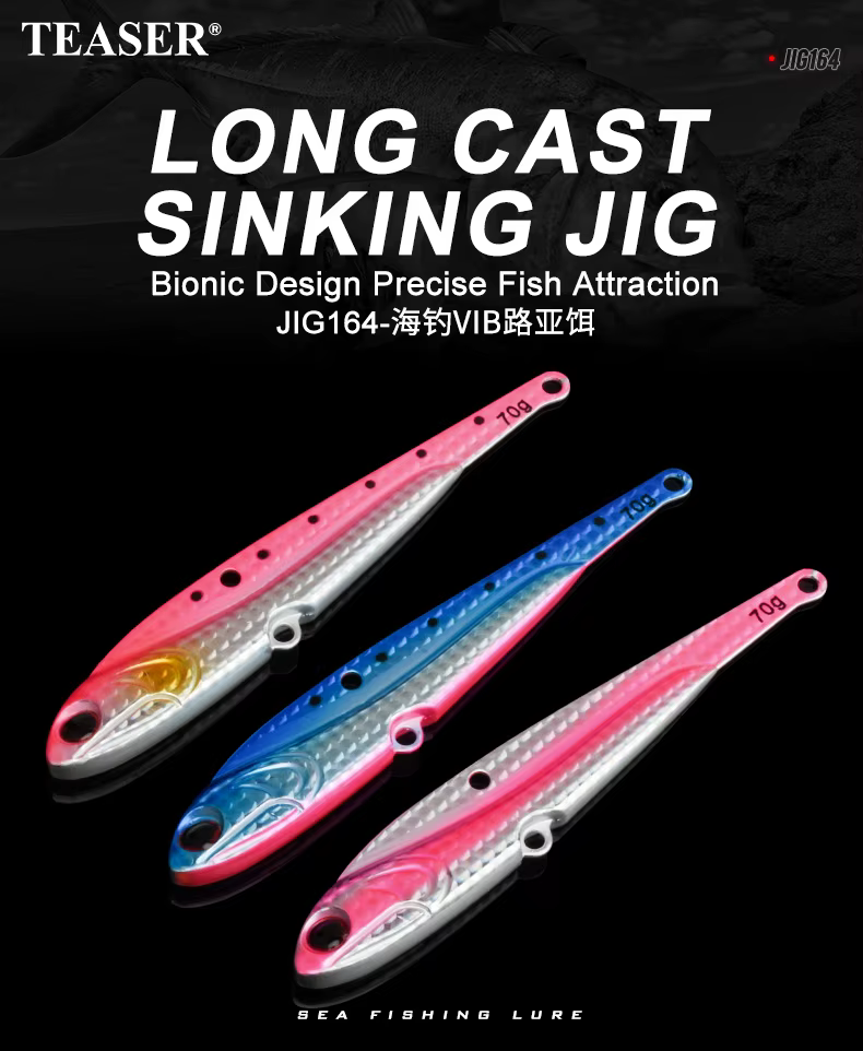 Señuelo TEASER J164 metálico VIB luminoso para pesca marina